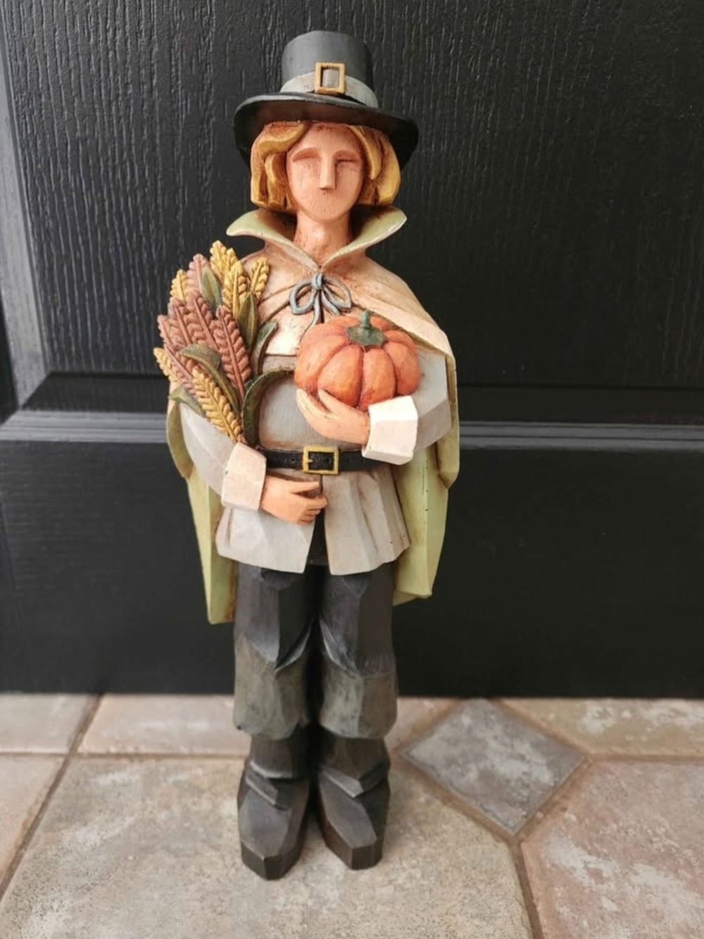 Pacific Rim Autumn Pilgrim Figurine - Green and Orange Home Accent